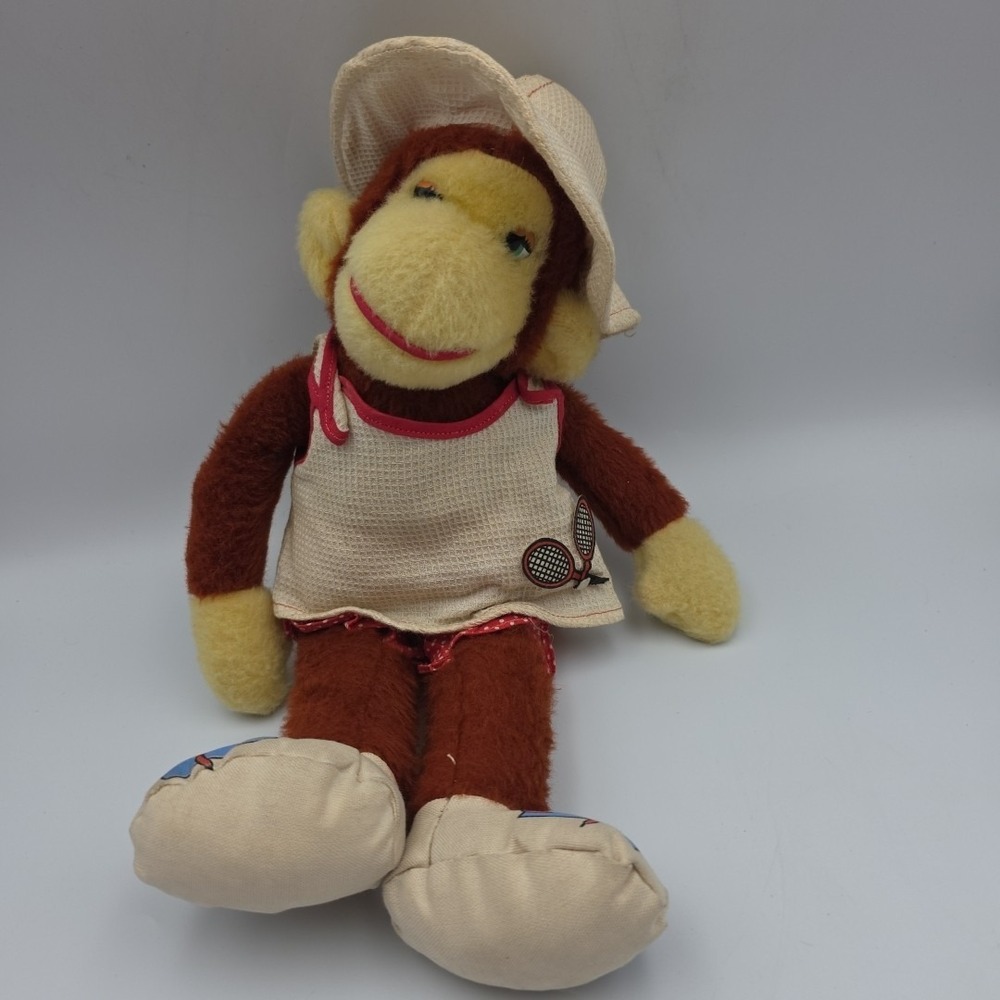 Rare Vintage 14" Knickerbocker Plush Monkey Tennis Pro Animals of Distinction